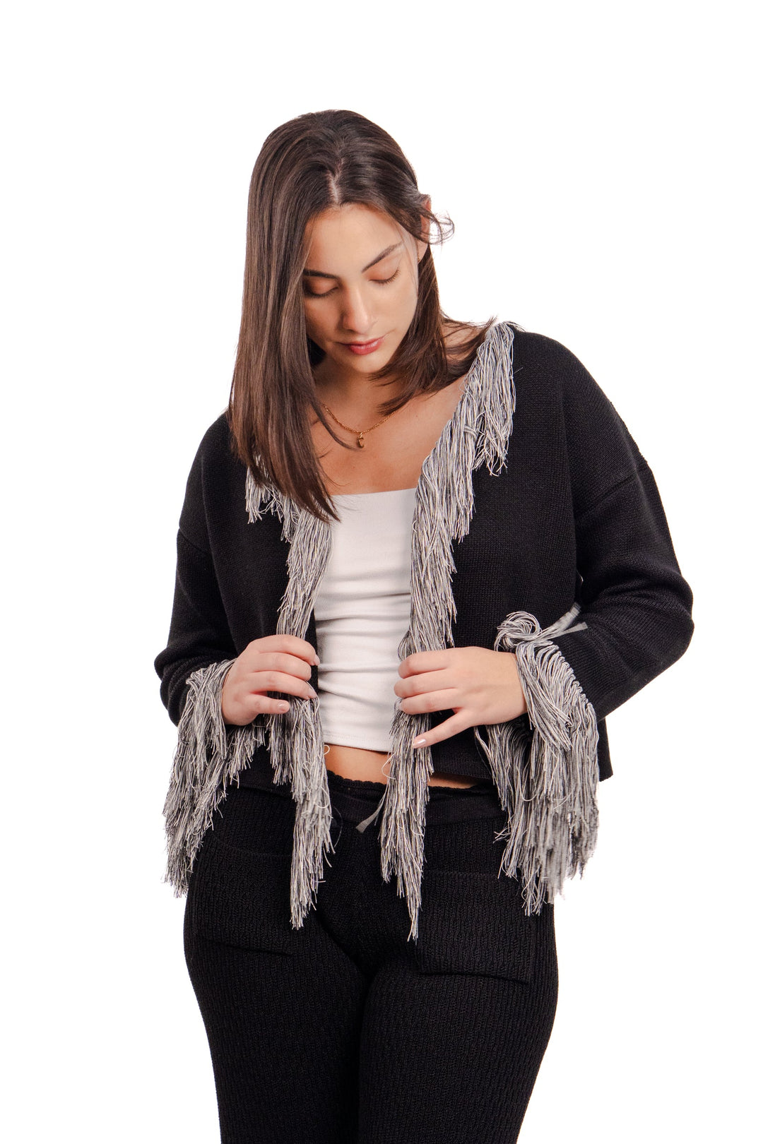 CARDIGAN HEIRLOOM STITCH NEGRO
