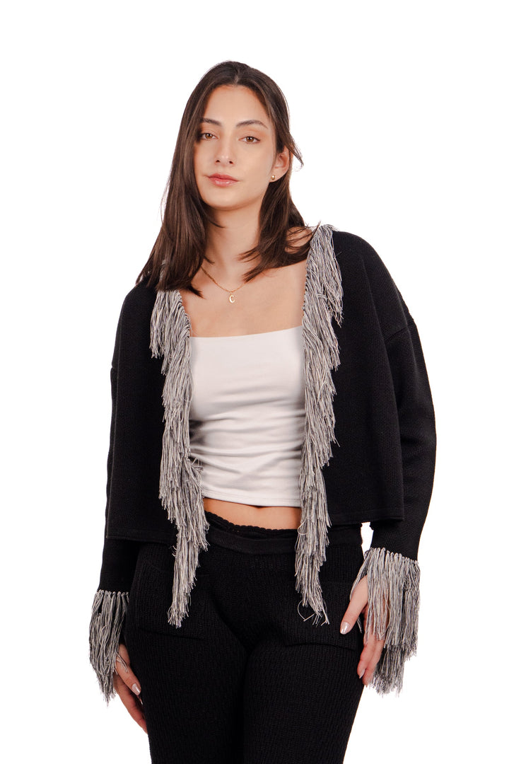 CARDIGAN HEIRLOOM STITCH NEGRO