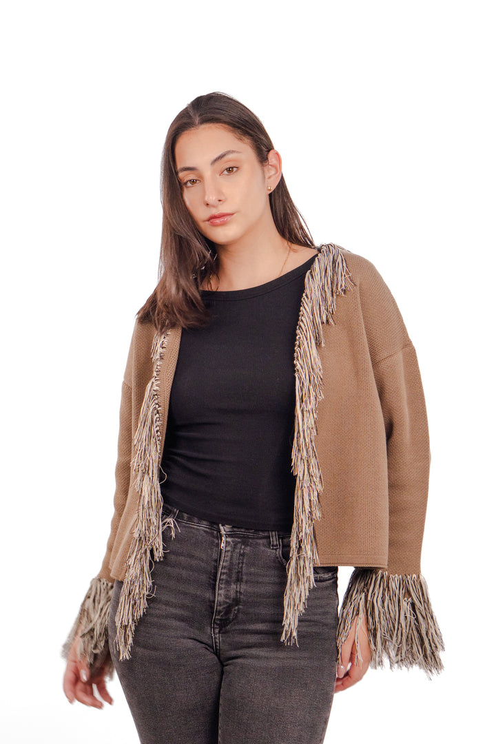 CARDIGAN HEIRLOOM STITCH MARRÓN