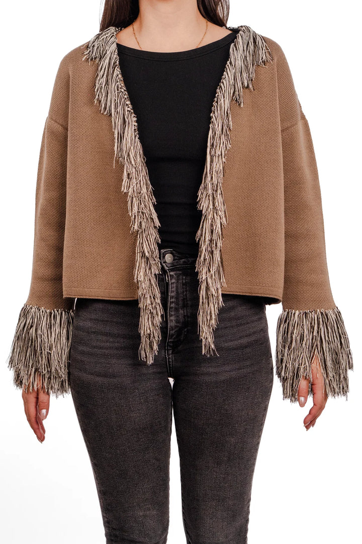 CARDIGAN HEIRLOOM STITCH MARRÓN