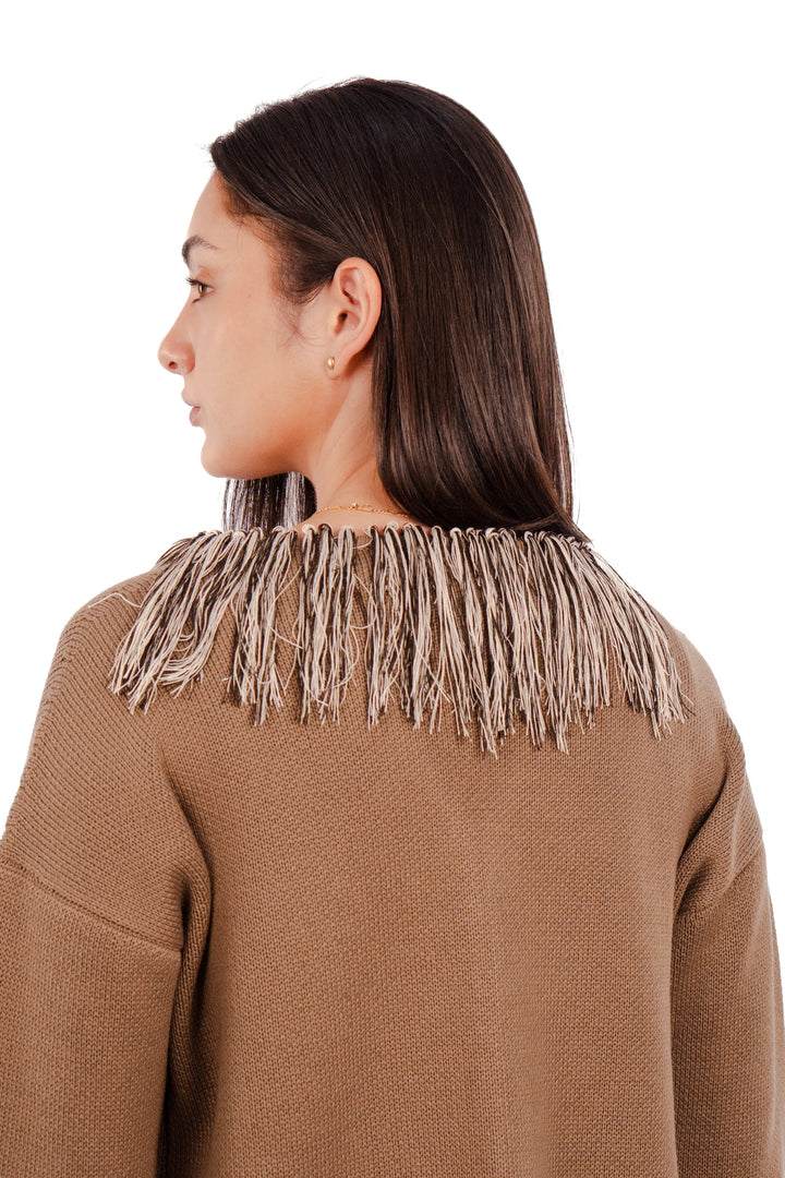 CARDIGAN HEIRLOOM STITCH MARRÓN