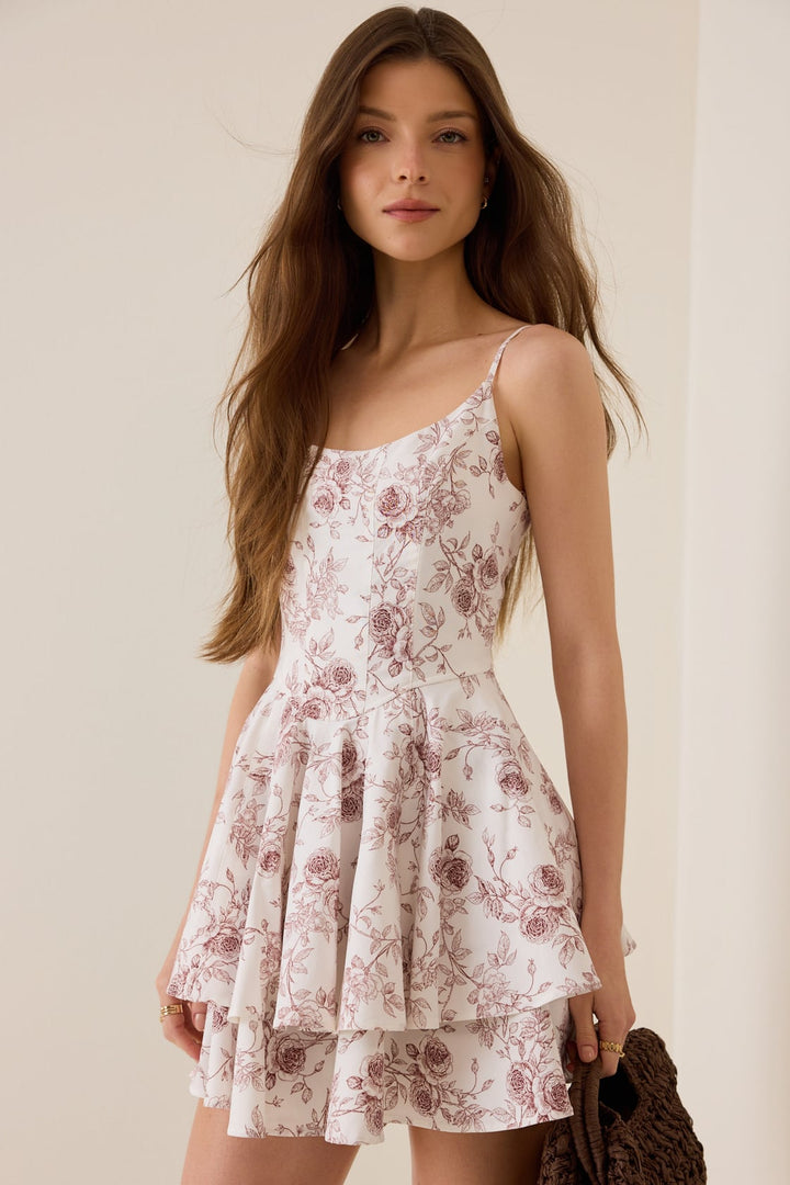 VESTIDO MINI FLORAL CON VUELO