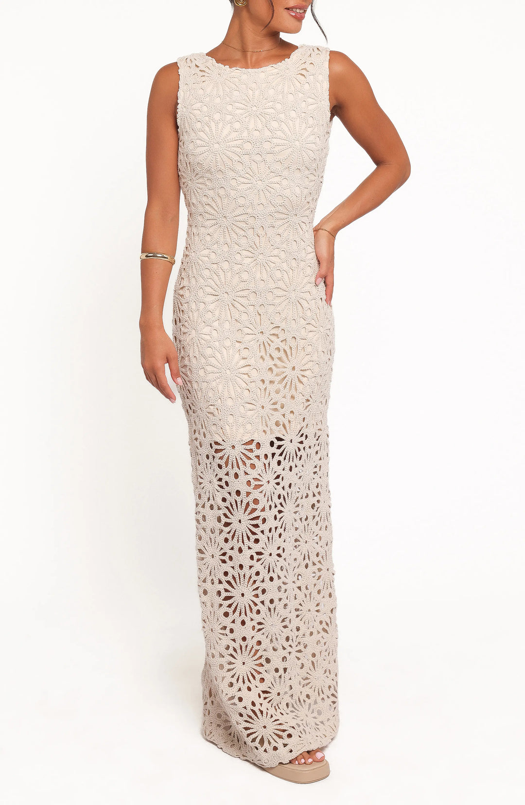 VESTIDO MAXI CROCHET FLORAL