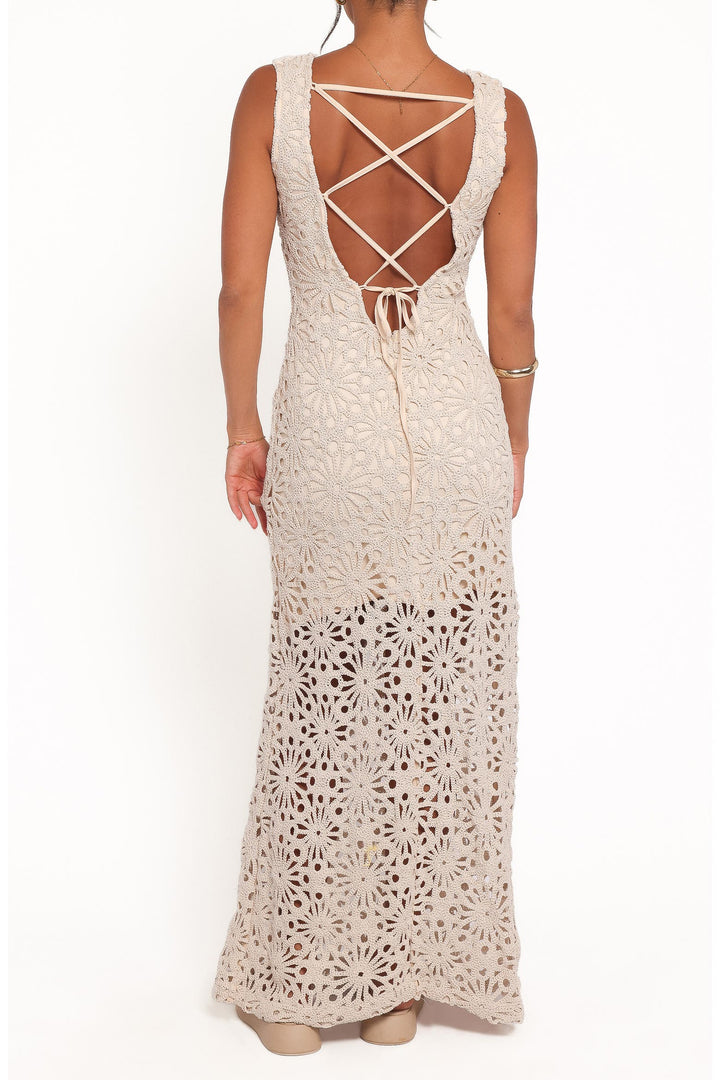 VESTIDO MAXI CROCHET FLORAL