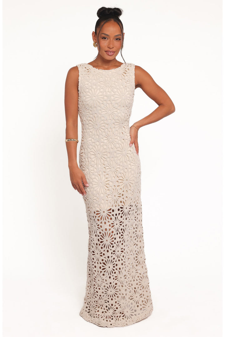 VESTIDO MAXI CROCHET FLORAL