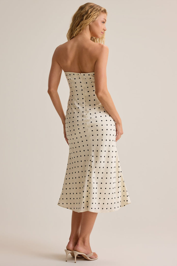 VESTIDO MAXI SATINADO DE LUNARES