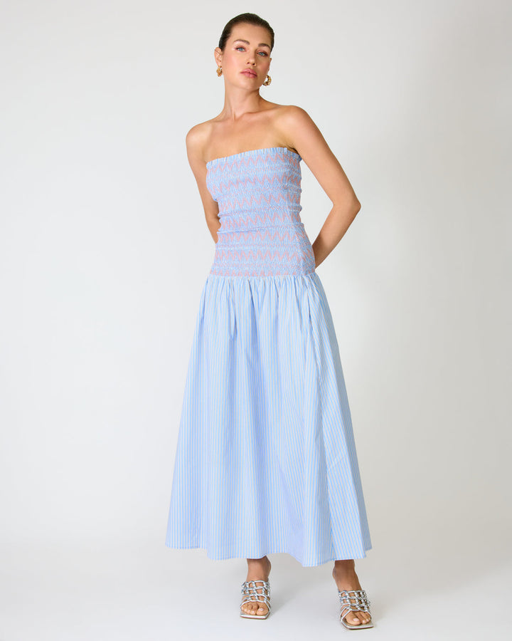 VESTIDO MAXI STRAPLESS BORDADO