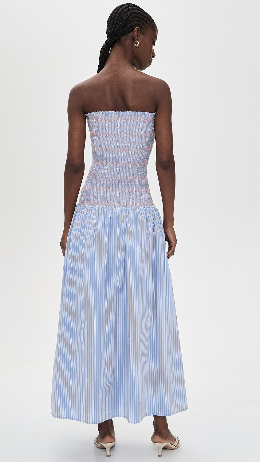 VESTIDO MAXI STRAPLESS BORDADO