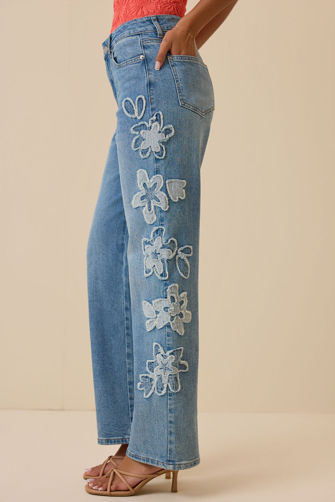 JEAN WIDE LEG FLORES