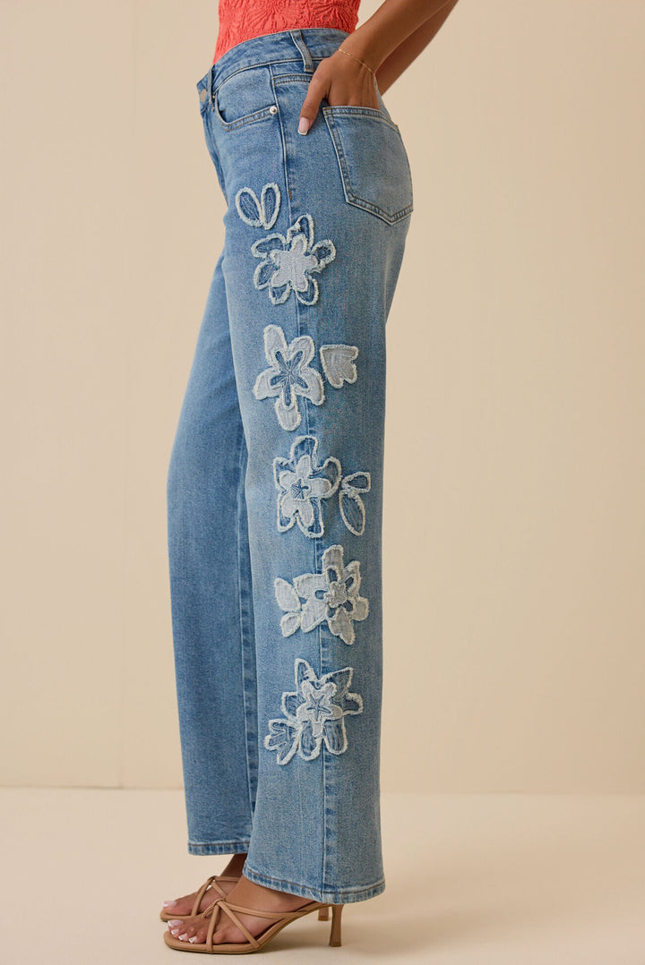 JEAN WIDE LEG FLORES