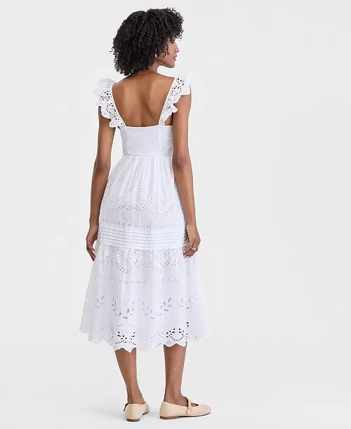 VESTIDO MIDI BRODERIE BLANCO