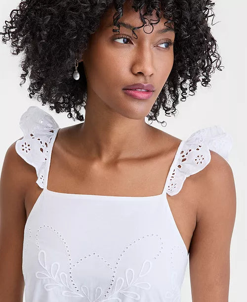 VESTIDO MIDI BRODERIE BLANCO