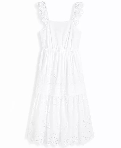 VESTIDO MIDI BRODERIE BLANCO
