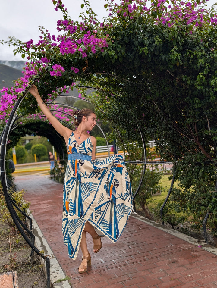 VESTIDO LONGO LENÇOS ARARAS
